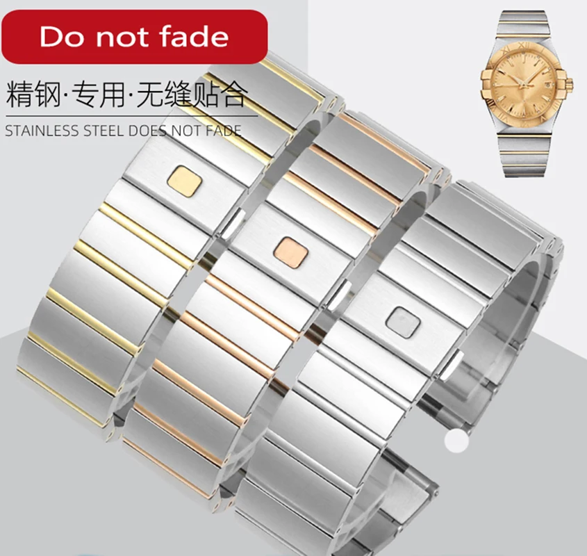 Stainless Steel Bracelet High Quality Fine Steel Wristband For Omega Constellation Watch Strap Double Eagle Watchband 17MM 23MM