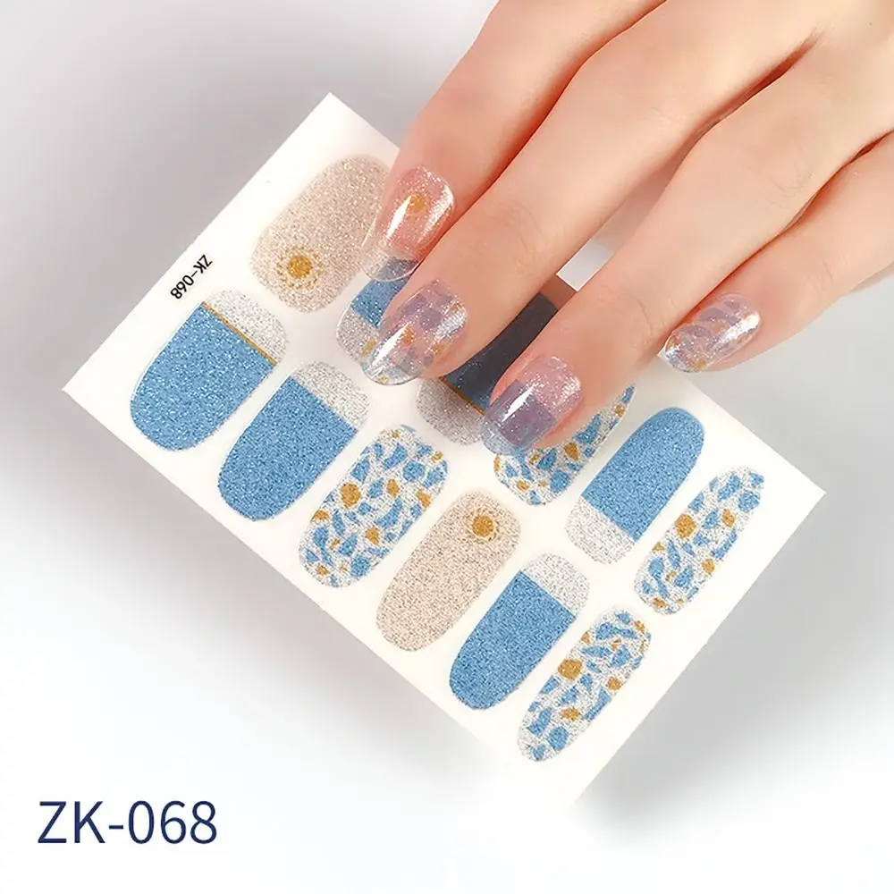 Easy To Removal 12Strips Gel Nail Stickers Semi Cured Full Cover Gel Nail Polish Strips Nail Art Stickers DIY Nail Art Making