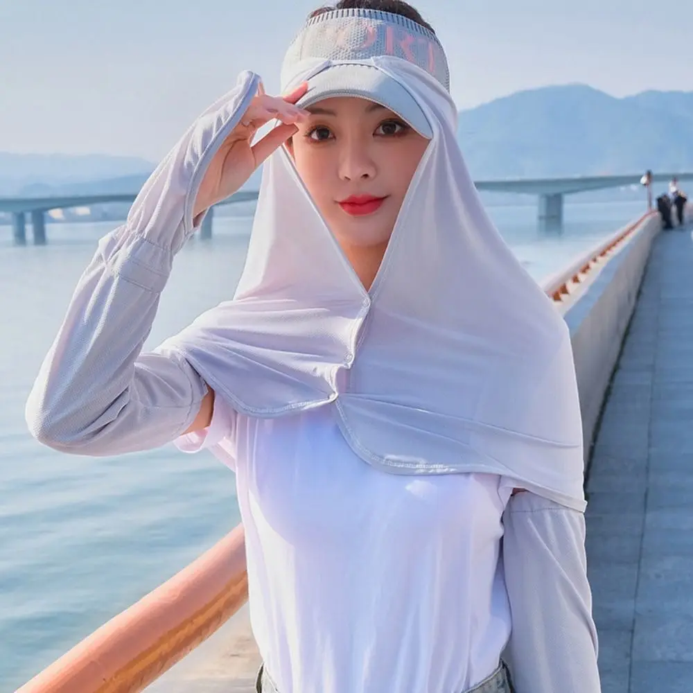 Breathable Solid Color Ice Silk Sunscreen Mask Quick Drying Scarves Cycling Scarf Neck Protector Shawl Face Veil Summer