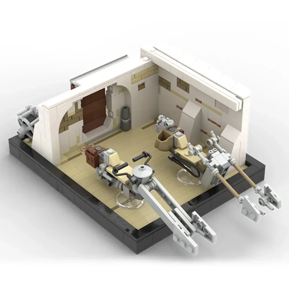 MOC Space Series Wars Desert Village Eisley-Cantina Slums Home Escape From Jedha Fight Spacecraft Nano Falcon Building Block