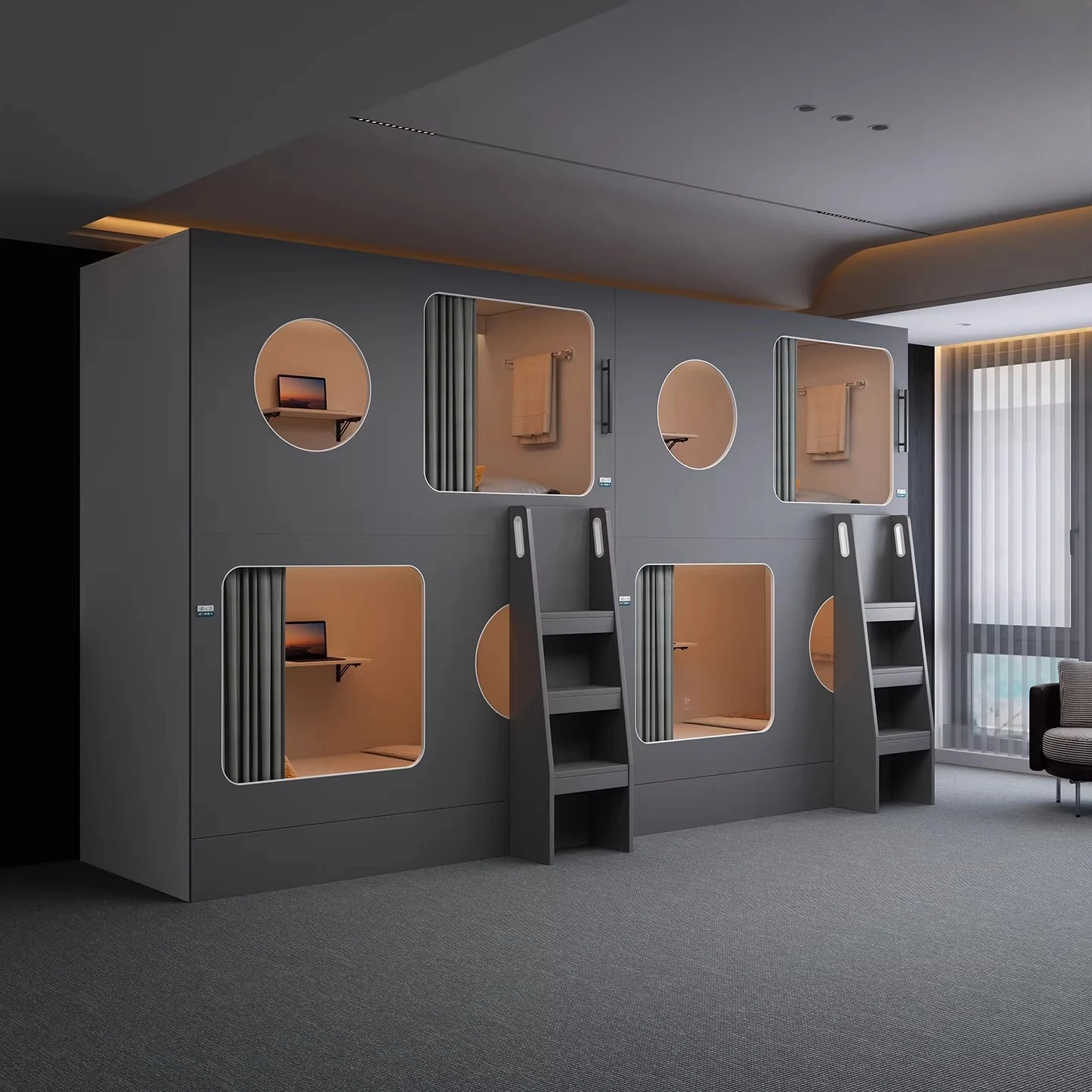 Youth hostel space capsule bunk bed, adult and children’s high and low beds, solid wood gaming beds, staff dormitory bunk beds