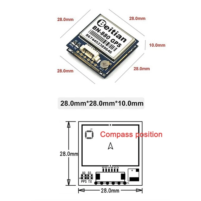 Obrázek 7: Beitian BN-880 GPS modul s blesk kompas GPS glonass beidou + aktivní anténa pro arduin+o letadlo fpv RC rozlet regulátor