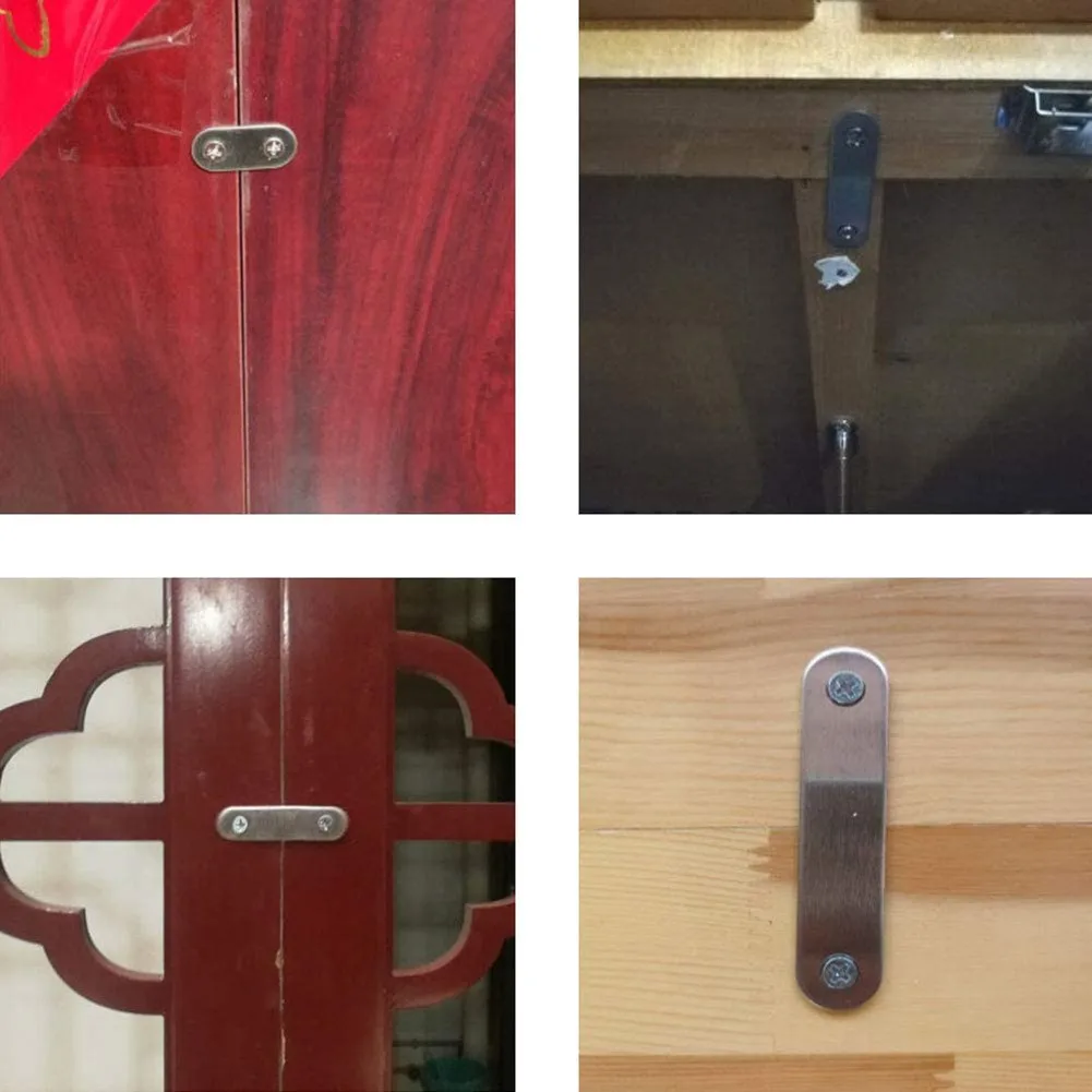Stainless Steel Flat Plate Connectors 10pcs for Furniture Projects Including Bookshelf Reinforcement and Mounting