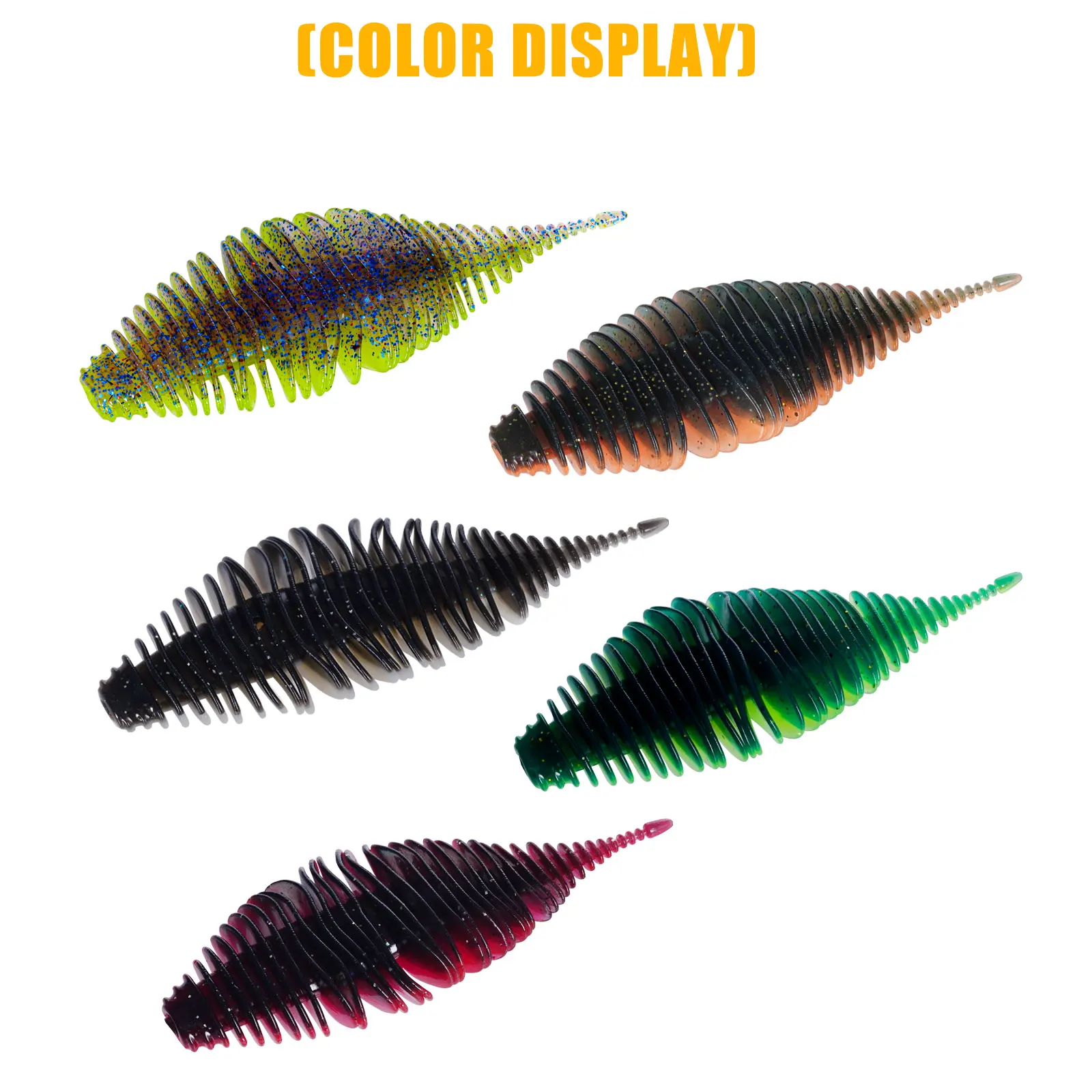 OUYALINE Wurm Silikon Angeln Locken Weicher Köder Faltenbalg Gill Künstliche Hecht Bass Swimbait Rig Für Angeln Köder leurre souple – Detail 2