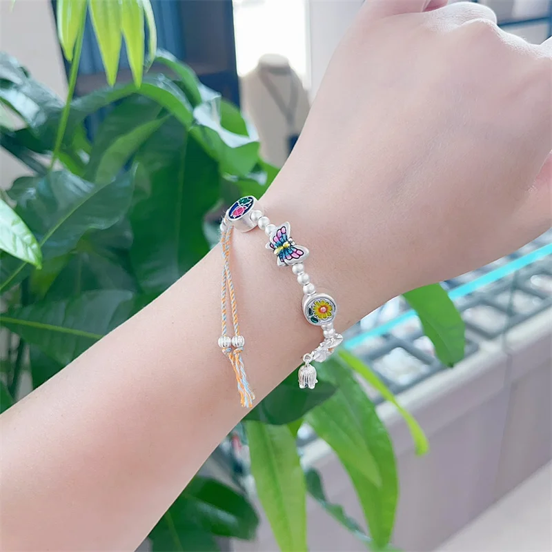 

Sterling Silver Bracelet S925 For Women's Female Girl Original Manual Lovers Retro Style Popular Gift Fashion Boutique Jewelry