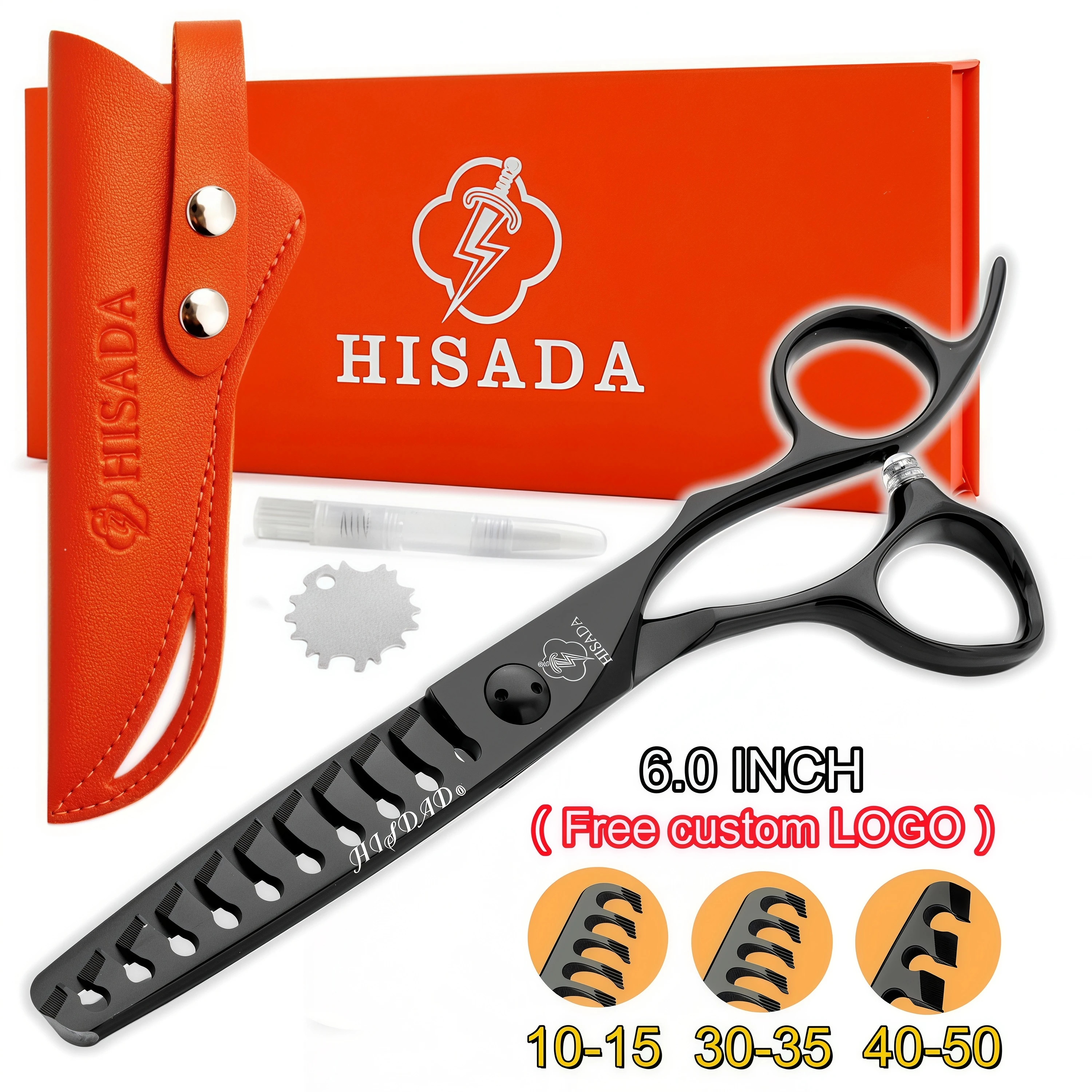 HISADA Hair Thinning Scissors 6 with VG10 Steel, Extreme Sharpness & Precise Cuts Texturizing Shears, Barber Thinning Shears
