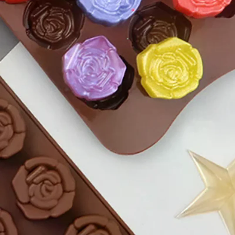 1Pc 15 Cavity Rose Shape Silicone Mould DIY Flower Chocolate Cake Soap Mold Ice Trays Baking Mould Cake Decorating Tools