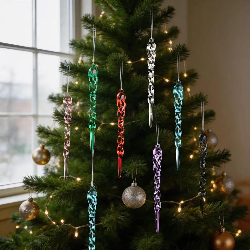 Christmas Festival Supplies Creative Transparent Icicle Pendant New Threaded Tree Hanging Ornament Christmas Tree Decoration