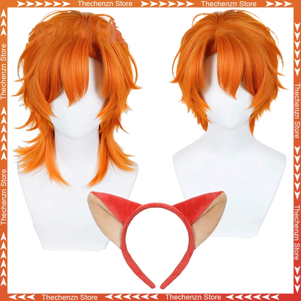 

Нарядное платье, парики Fox Nick Wilde, косплей для женщин и мужчин, волосы, костюм зоопарка с героями мультфильмов, аксессуары на Хэллоуин для взрослых, фантазия, реквизит