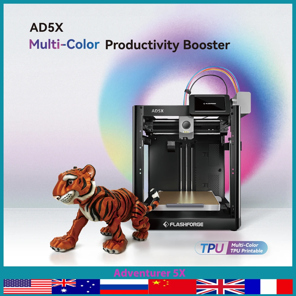 FLASHFORGE AD5X 3d Printer Multi-Color Printing High Speed Intelligent Filament System One-Click Auto Leveling Group Control