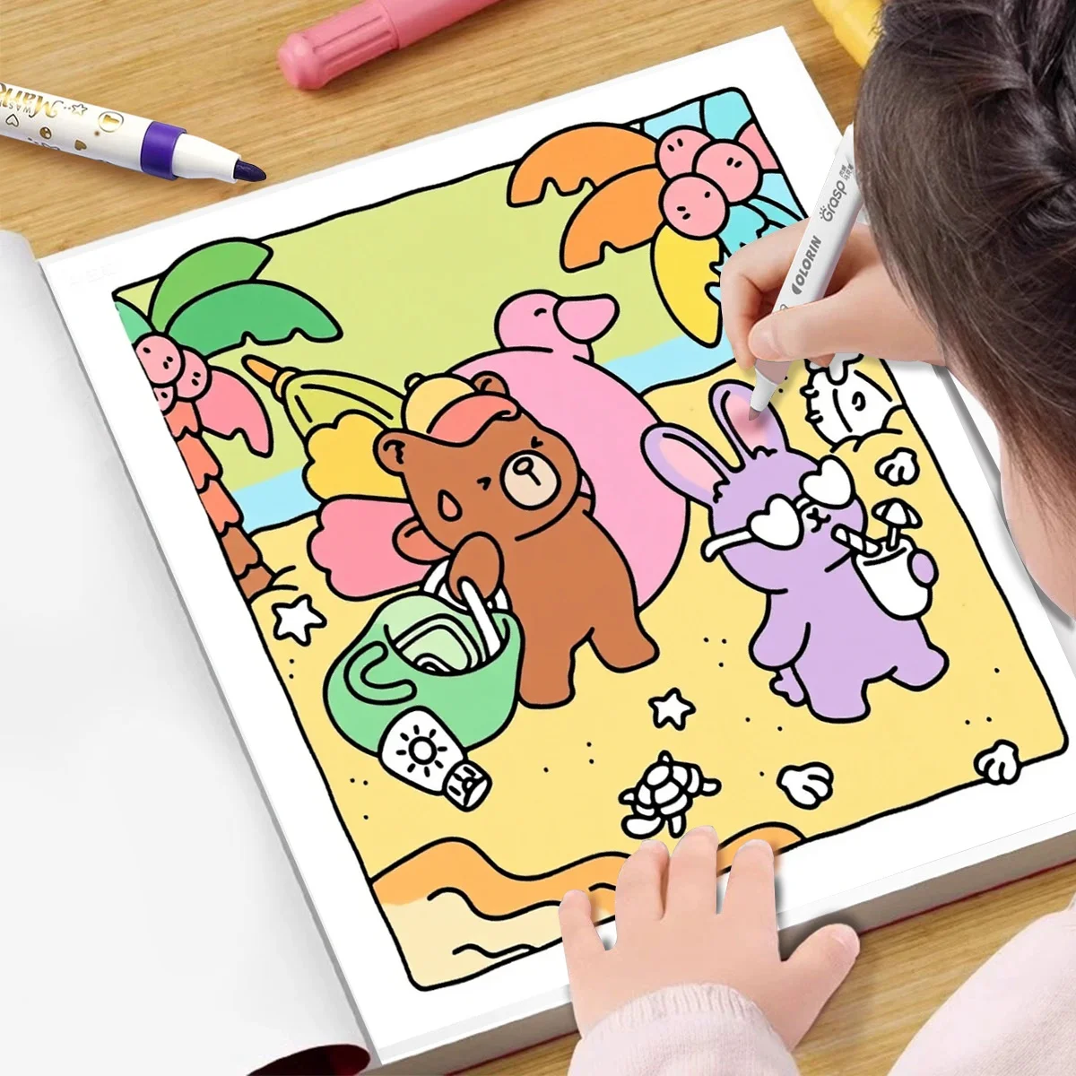 Girls' Moment Coloring Book with Comfortable Friends Design Premium Art Supplies for Leisure Time Enjoyment