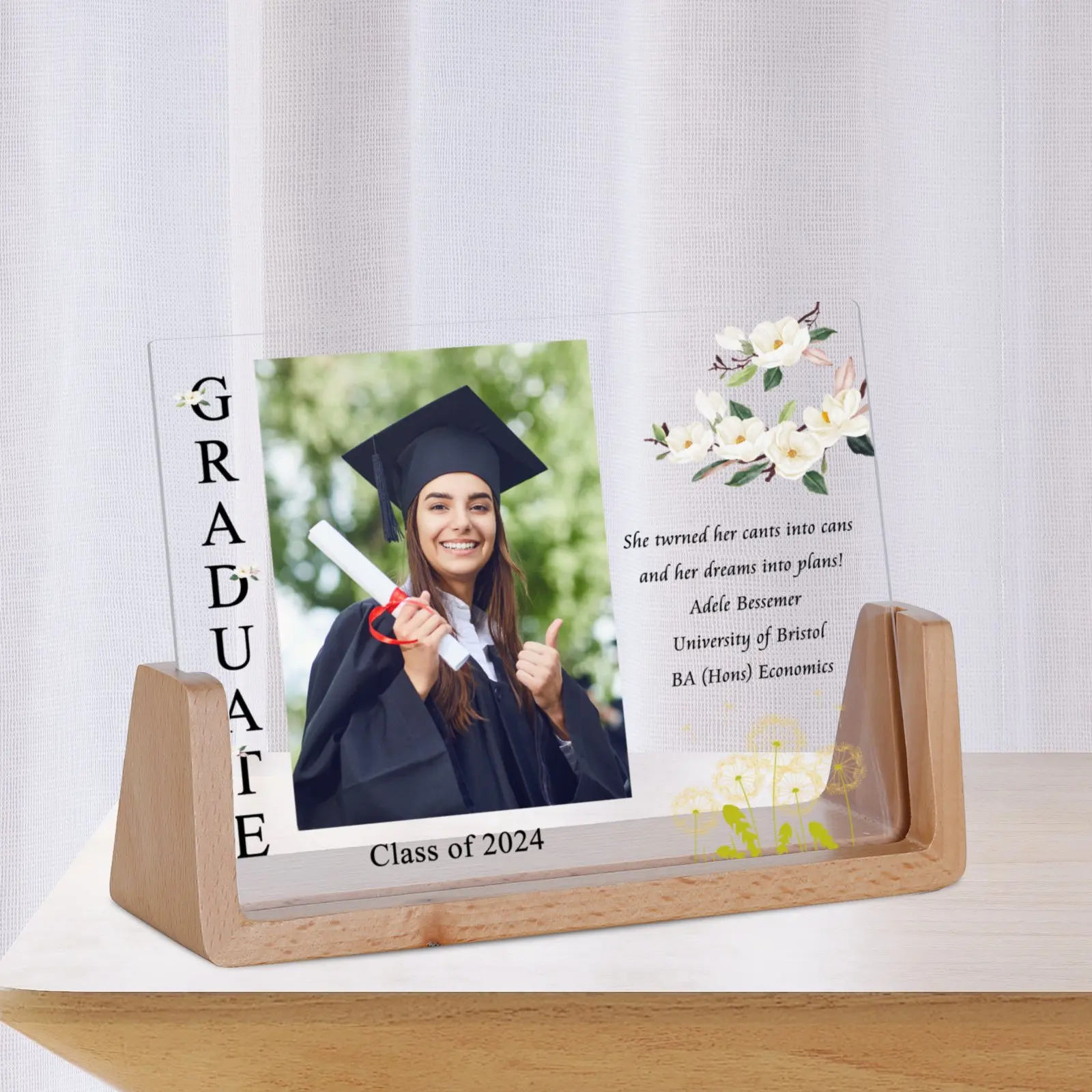 Personalised Graduation Gift Photo Frame for Daughter Granddaughter Class of 2024 Graduation Party Decorations for Best Friend