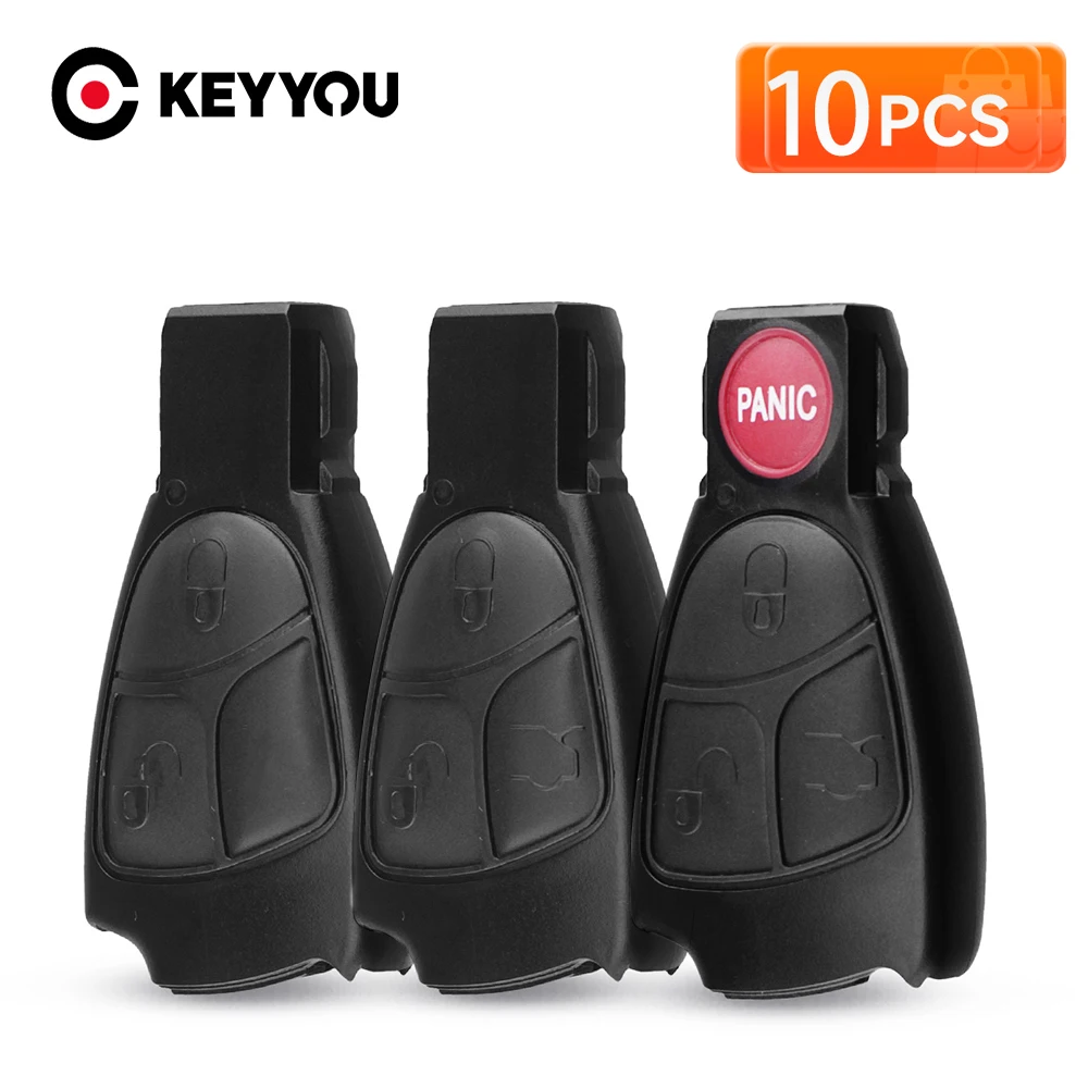 

KEYYOU 10 шт., 2/3/4 кнопки, сменный брелок для дистанционного ключа, автомобильный чехол для Mercedes Benz B C E ML S CLK CL