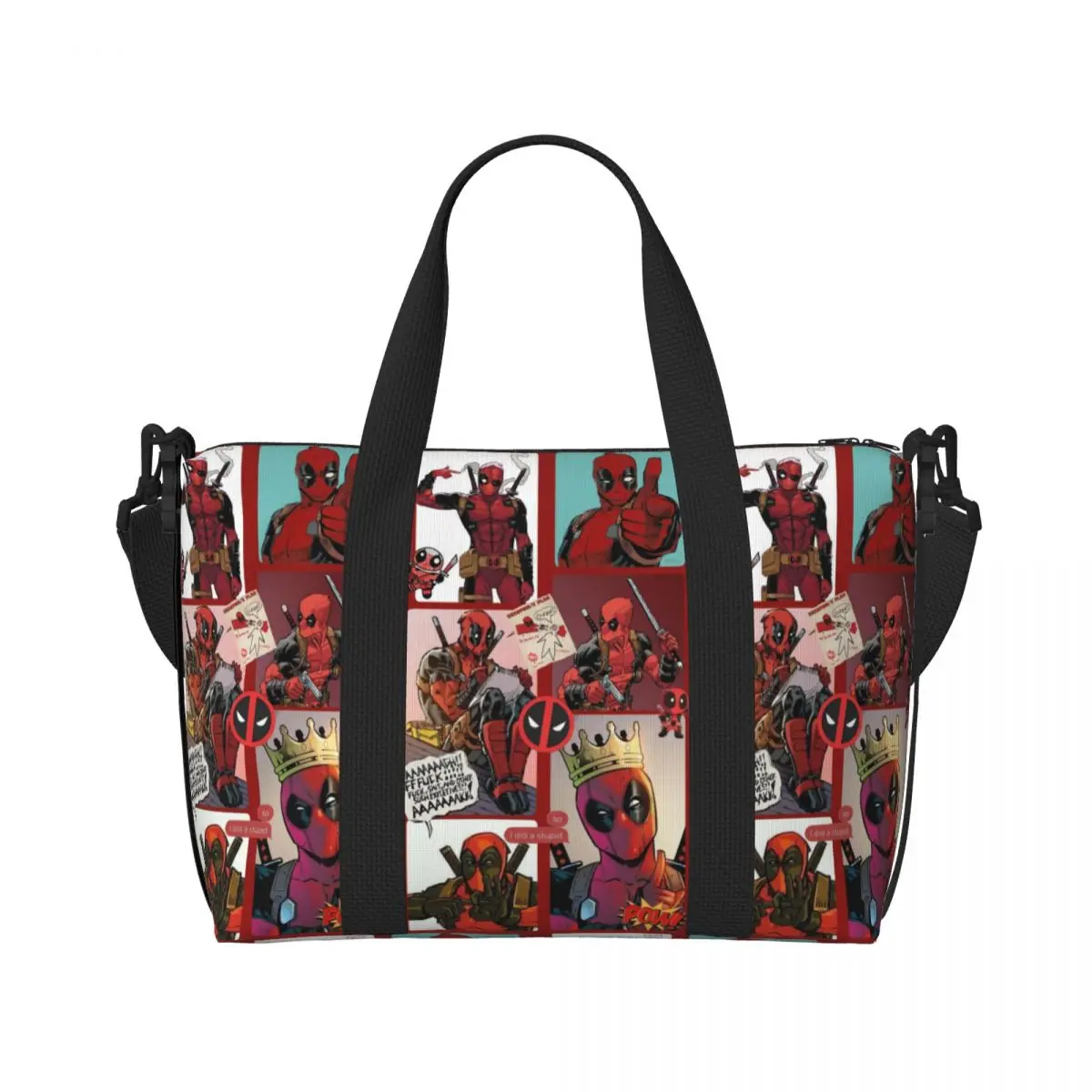 Custom Wallpaper Deadpool Tote Bag Women Large Capacity Beach Gym Shoulder Travel Bag