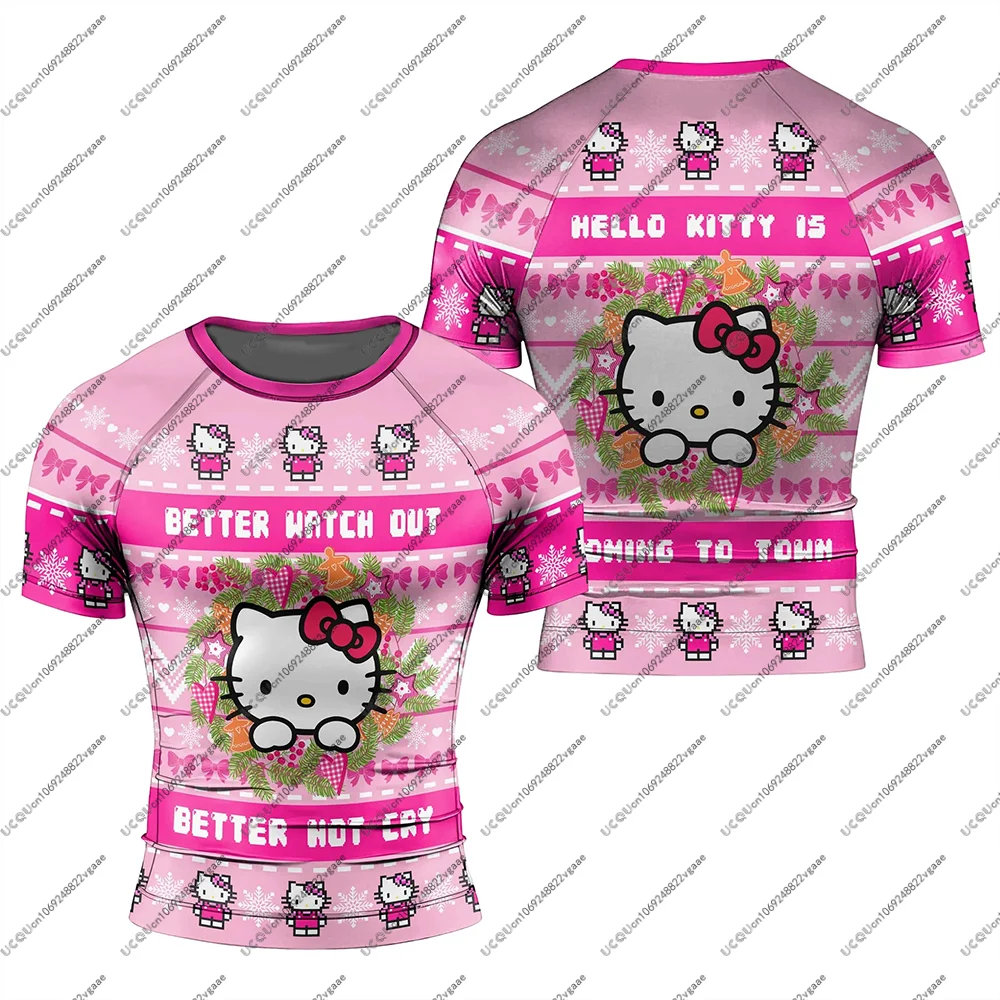 طفل فتاة بنين تي شيرت اللياقة البدنية الصالة الرياضية مرحبا كيتي جيو جيتسو القتال طفح الحرس أعلى الملاكمة أنيمي تنفس عارضة الرياضة عيد الميلاد المحملة