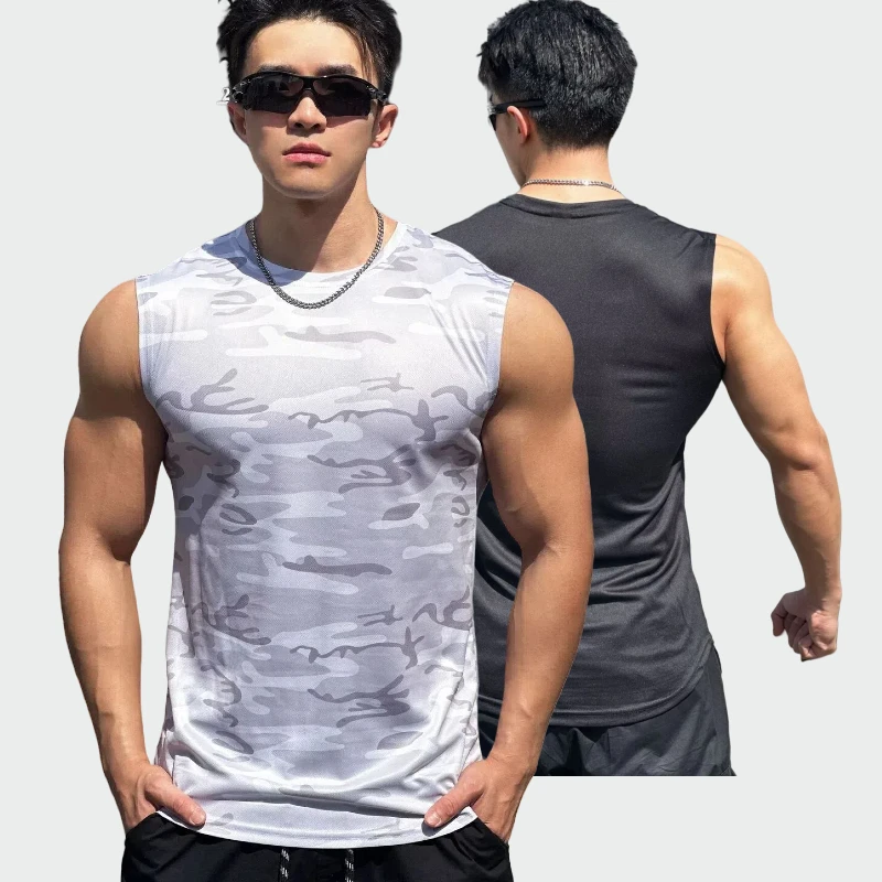 

Men's Running Tank Top, Muscle Tee, Quick Dry Sports Singlet, Slim Fit Athletic Vest, Elastic Gym Shirt