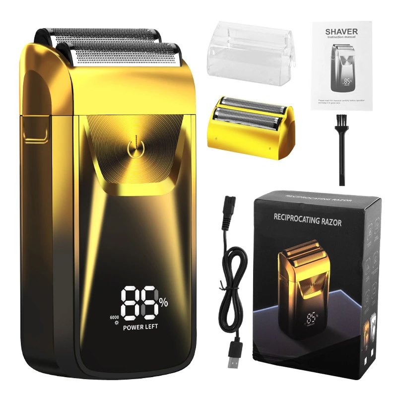 Intelligent digital display electric shaver full body washable high power rechargeable metal reciprocating beard shaver