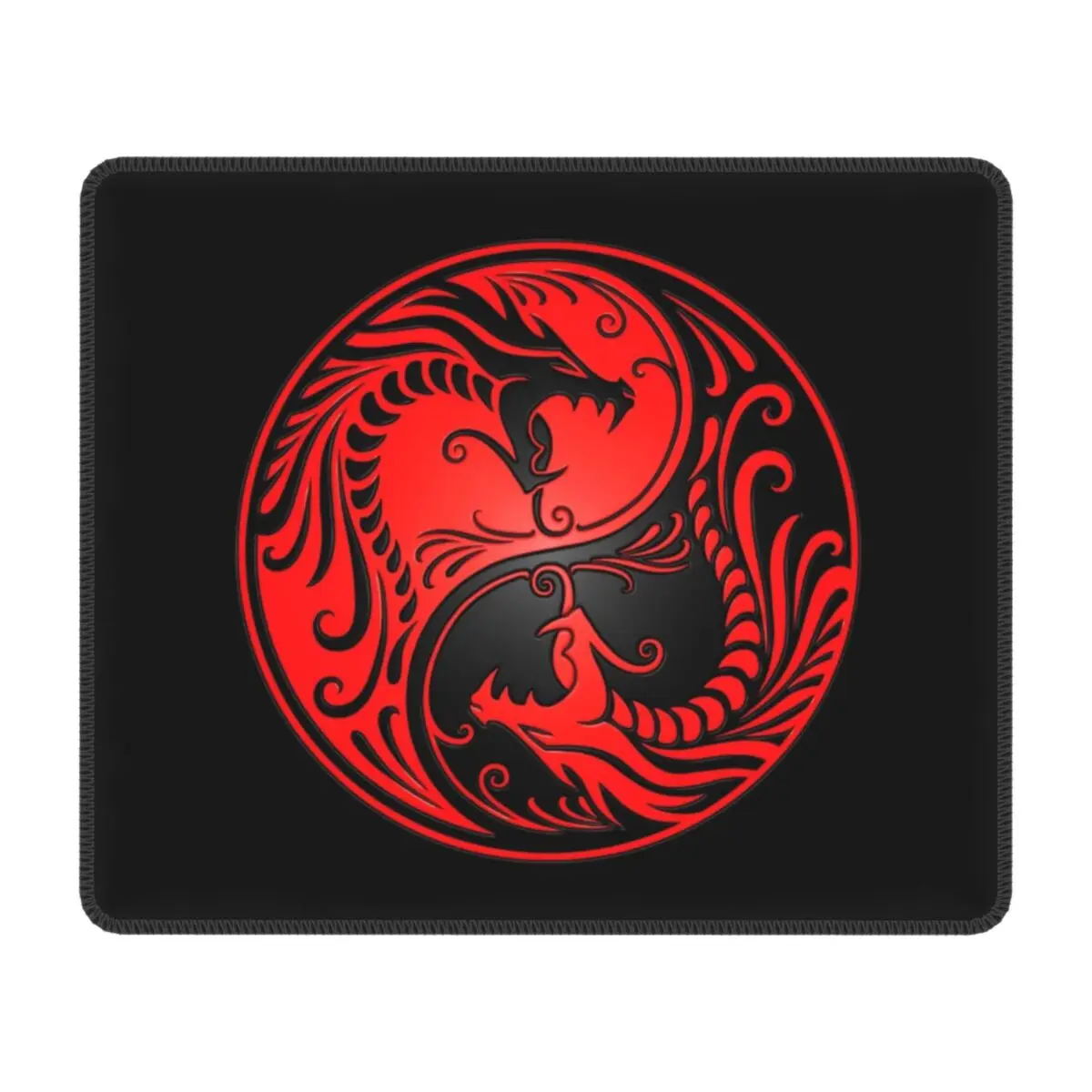 Yin Yang Dragons Mouse Pad with Locking Edge Square Gaming Mousepad Non-Slip Rubber Base Office Decor Desk Computer Mat