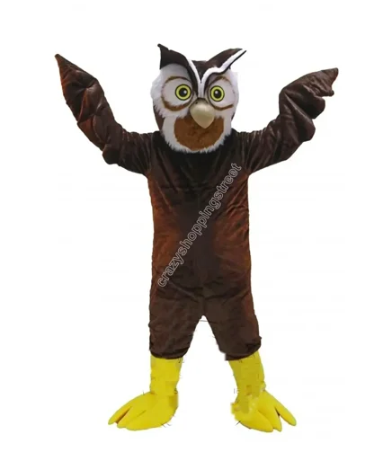 

New Adult Halloween Christmas Lovely Brown Owl Bird Mascotte Fancy Dress Cartoon Mascot Costume Plush Fancy Dress Mascot Costume