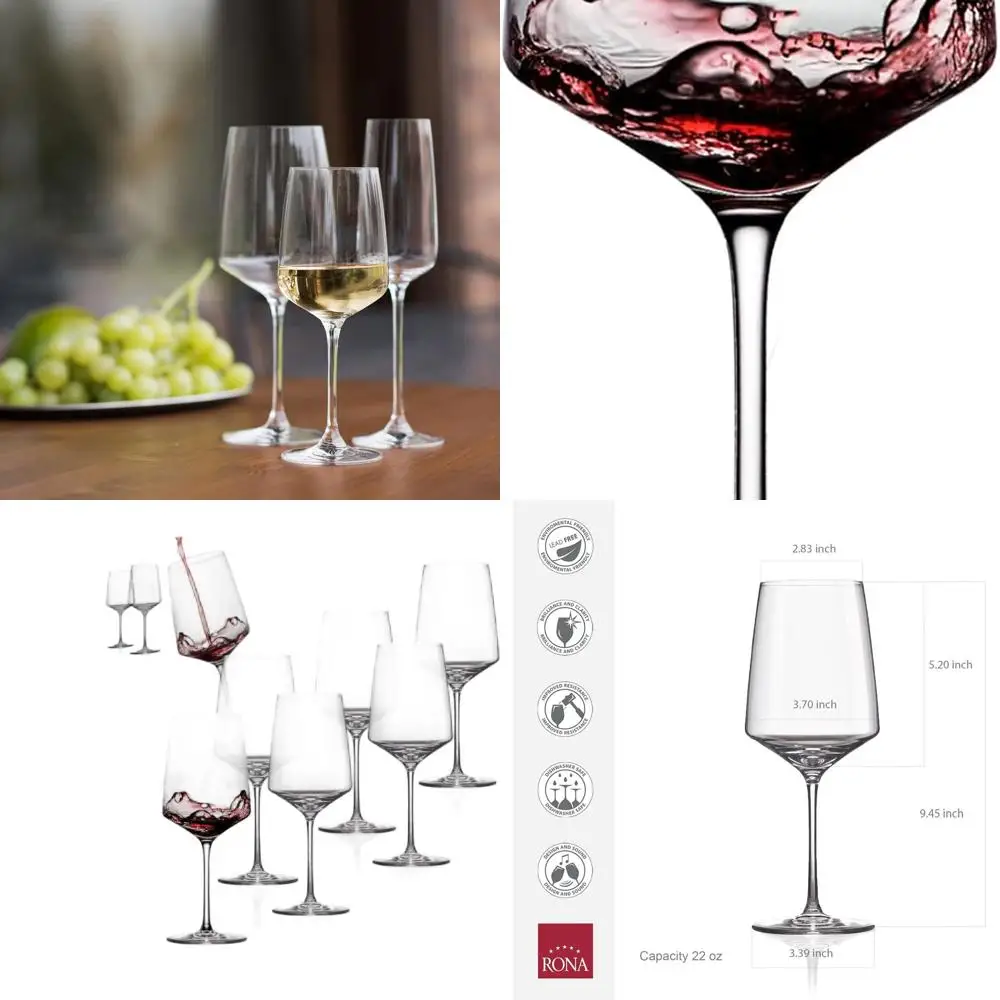 

Set of 6 Vista 65 Crystalline Red Wine Glasses, 22 oz, Perfect for Home, Restaurant, Events, Made in Europe