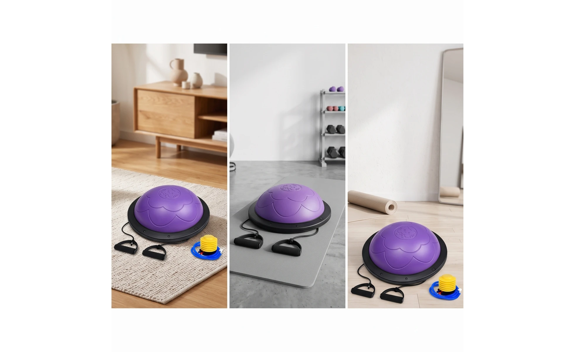 Balance Dome Coach Anti-Slip Half Balance Ball with Resistance Band Half Exercise Ball Sturdy Easy to Clean for Home Gym