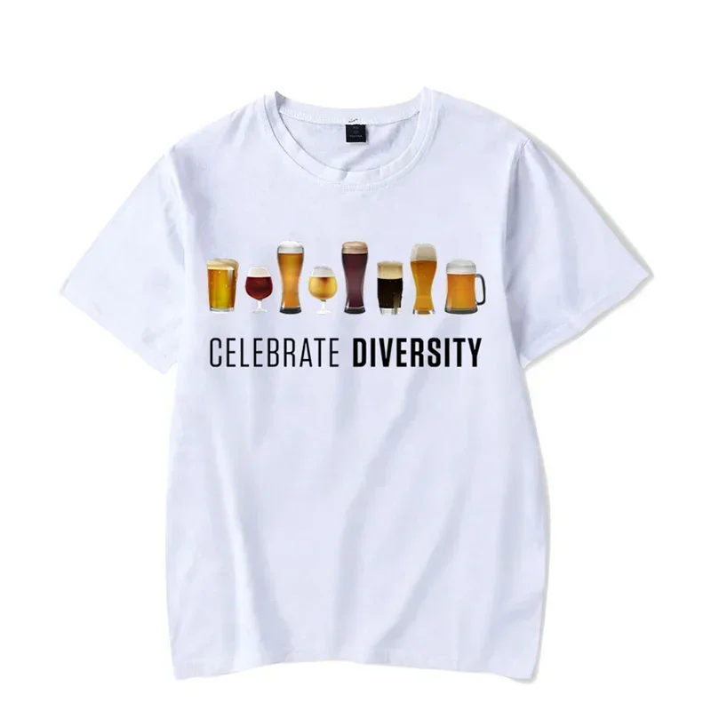 Beer Lover Unisex Tshirts Oversized Tee Shirt Camiseta CELEBRATE DIVERSITY Beer Man Shirt Funny Brother Summer Men's T-shirts