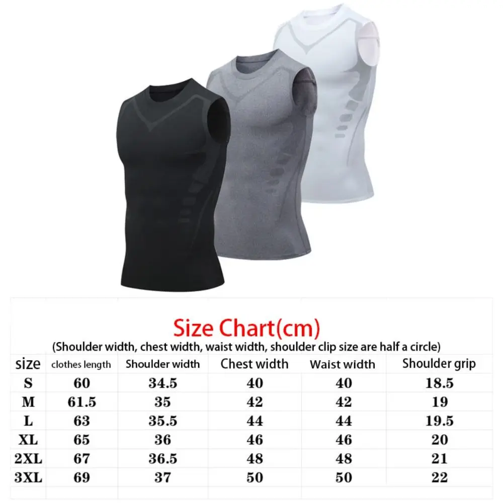 Men\'s Ionic Shaping Vest Ice-Silk Slimming Vest Body Shaper Compression T-Shirts Tank Top Tummy Control Quick-dry Fitness Shirts