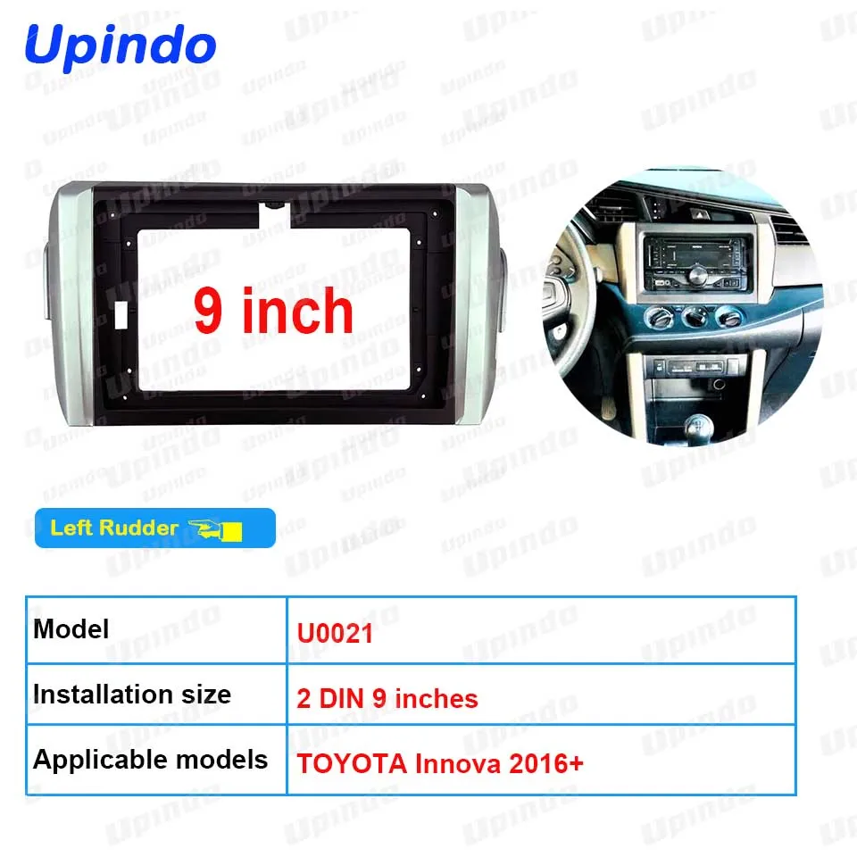 

Upindo Car 2 Din 9 Inch Android Radio CarPlay Dash Mount Kit for TOYOTA Innova LHD 2016+ | Audio Fascia Panel Frame