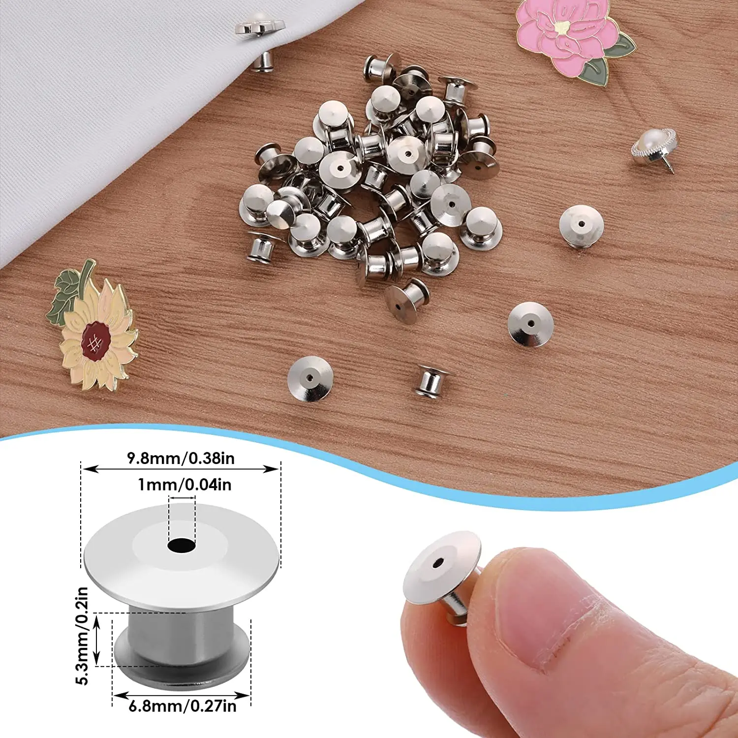 5/10 Pcs Metal Silver Gold Lock Pin Caps Clasp DIY Accessories Locking Pin Backs Keepers for Brooch Safety Hold Jewelry Findings