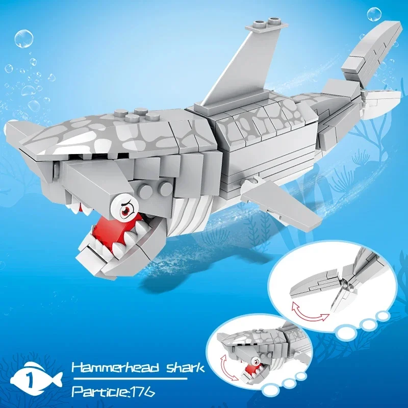 Ocean World importer nights-Figurines de Requin à Assembler pour Enfant, Jouet Créatif, Corrigé, avec Vie, à Monter Soi-Même, Cadeau de Noël