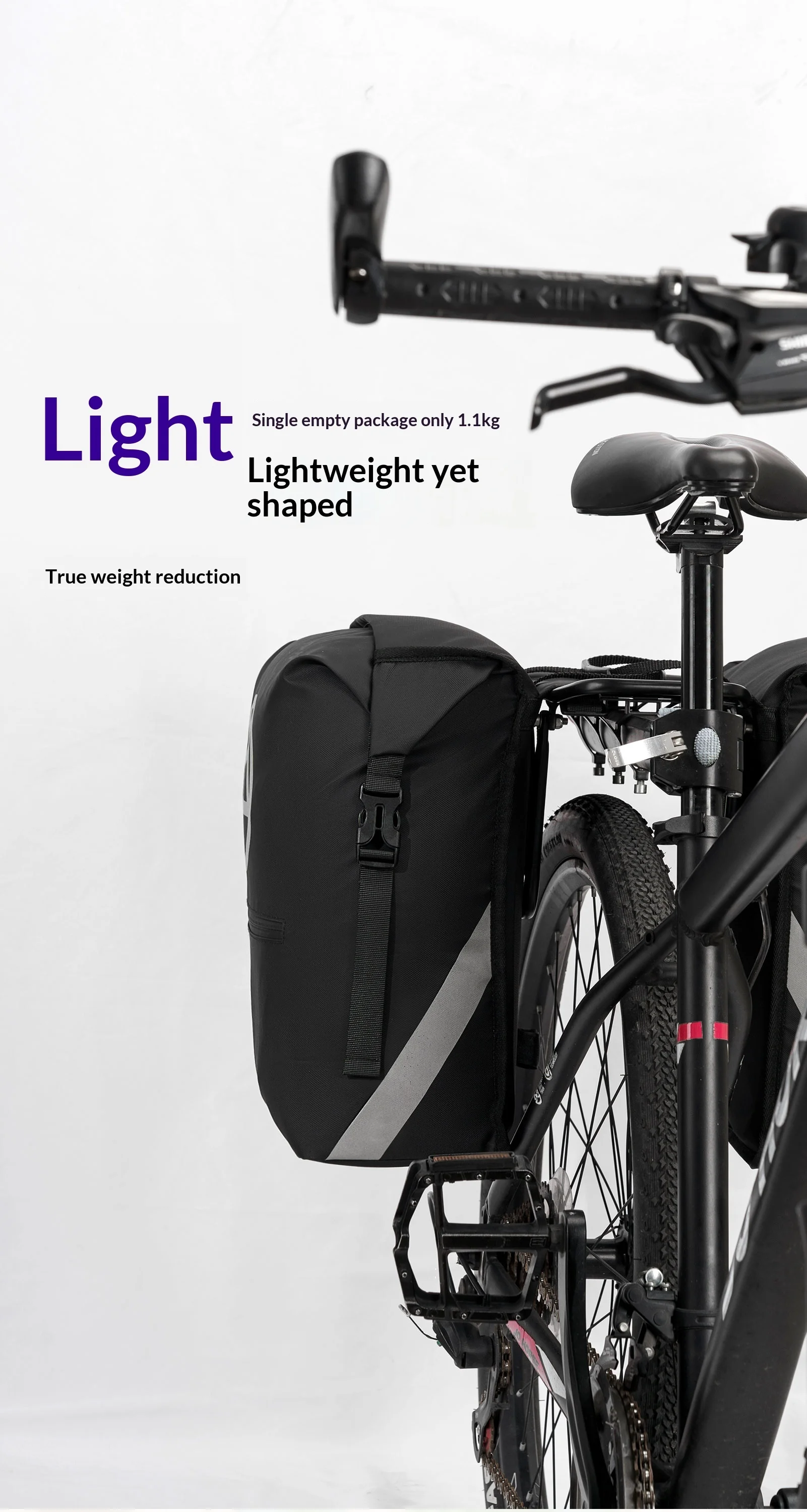 OFFBONDAGE Fahrradtaschen, 43,2 l, großes Fassungsvermögen, wasserdicht, doppelseitig, für MTB, Rennrad, Rücksitz, Kofferraumtasche, Fahrradzubehör – Detail 11