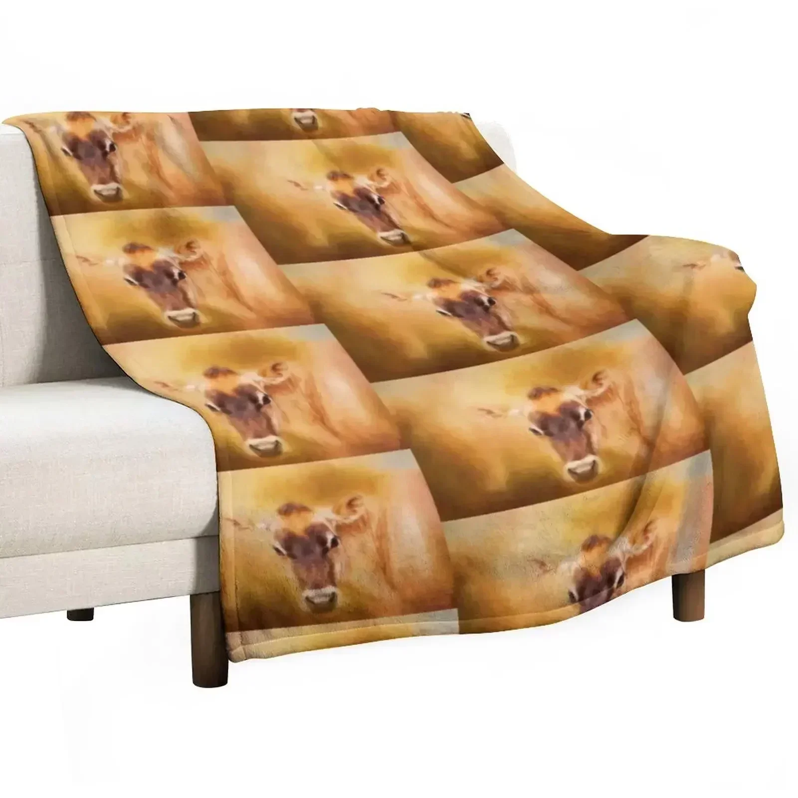 Jersey Cow Farm Art Throw Blanket sofa bed Fashion Sofas Luxury Designer Beautifuls Soft Sofas Blankets