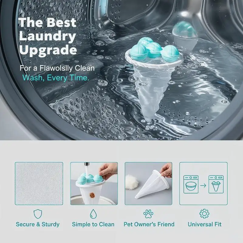 Washing Machine Lint Filter Ball Floating Hair Catcher Reusable Laundry Lint Remover Anti Clog Home Clothes Washing Accessories