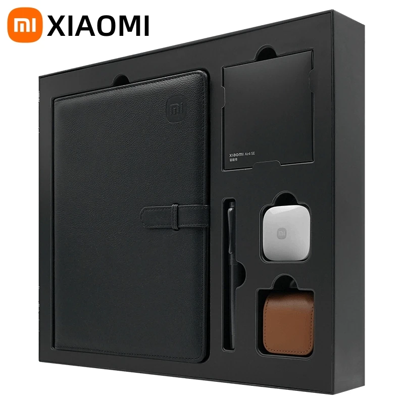 

XIAOMI Deluxe Gift Box-Mi AIR4 SE Earphones with Leather Case Premium Black Pen and Leather Notebook - Perfect for Gift Giving