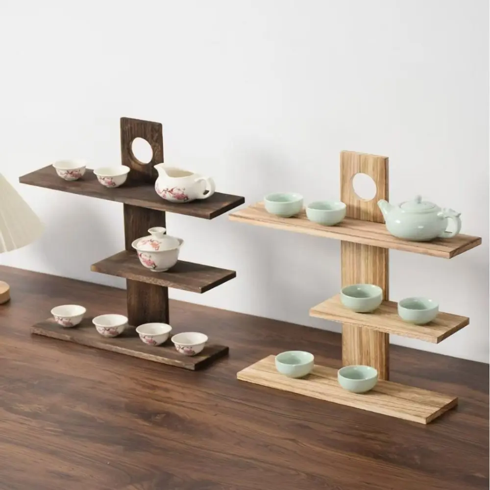 

Многоярусная подставка для чайного сервиза в китайском стиле из массива дерева, ретро-дизайн, многофункциональный органайзер