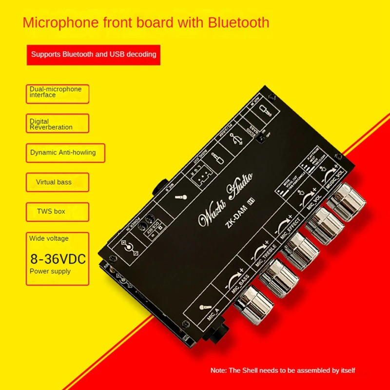 DAM H1 Microphone Preamplifier Board Digital TWS Karaoke Reverberation Board Kit With Bluetooth Decoding Amplifier DC 8-36V