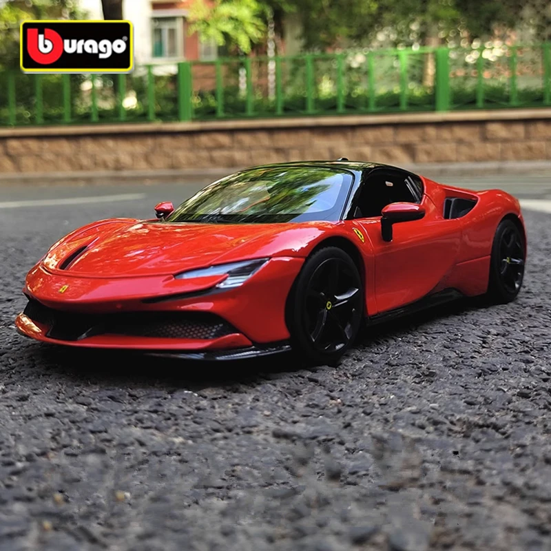 Bburago 1:32 Ferrari SF90 Stradale Alloy Car Model Diecast Metal Toy Vehicle Car Model Sound and Light Collection Childrens Gift