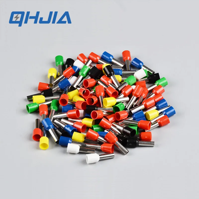 100PCS Insulated Ferrules Terminal Block E0508 E7508 E1008 1508 Cord End Wire Connector Electrical Crimp Terminator Cold Pressed