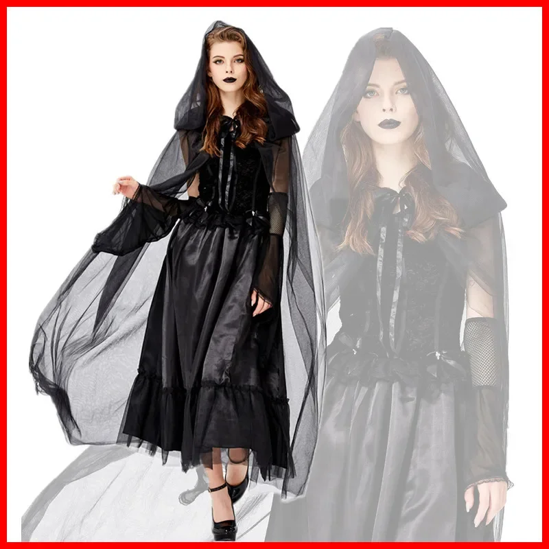 

Vampire Cosplay Women Halloween Costume for Girl Wedding Ghost Bride Flower Female Witch Costume Voodoo Doll Disfraz Fancy Dress