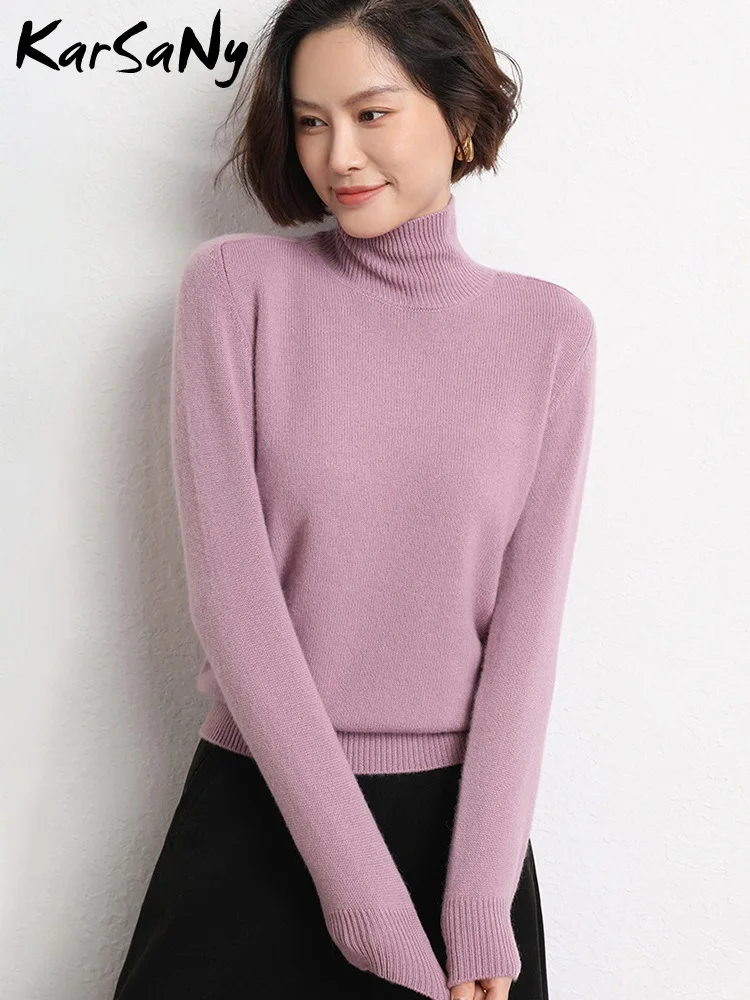 Winter Warm Sweaters Women Turtleneck Pullover Korean 2022 Autumn Slim Solid Knitted Top Female Blue Sweater For Women Jumper