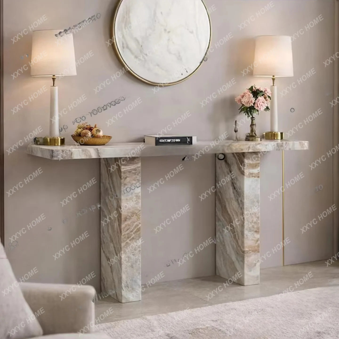 minimalist marble entrance table modern light luxury simple corridor aisle against the wall