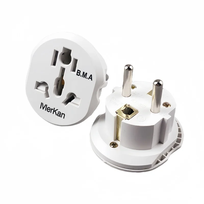 16A 250V Travel Adapter Converter 2 Round Socket High Quality Universal AU US UK CN To EU KR Wall Socket Korea EU Plug Adapter