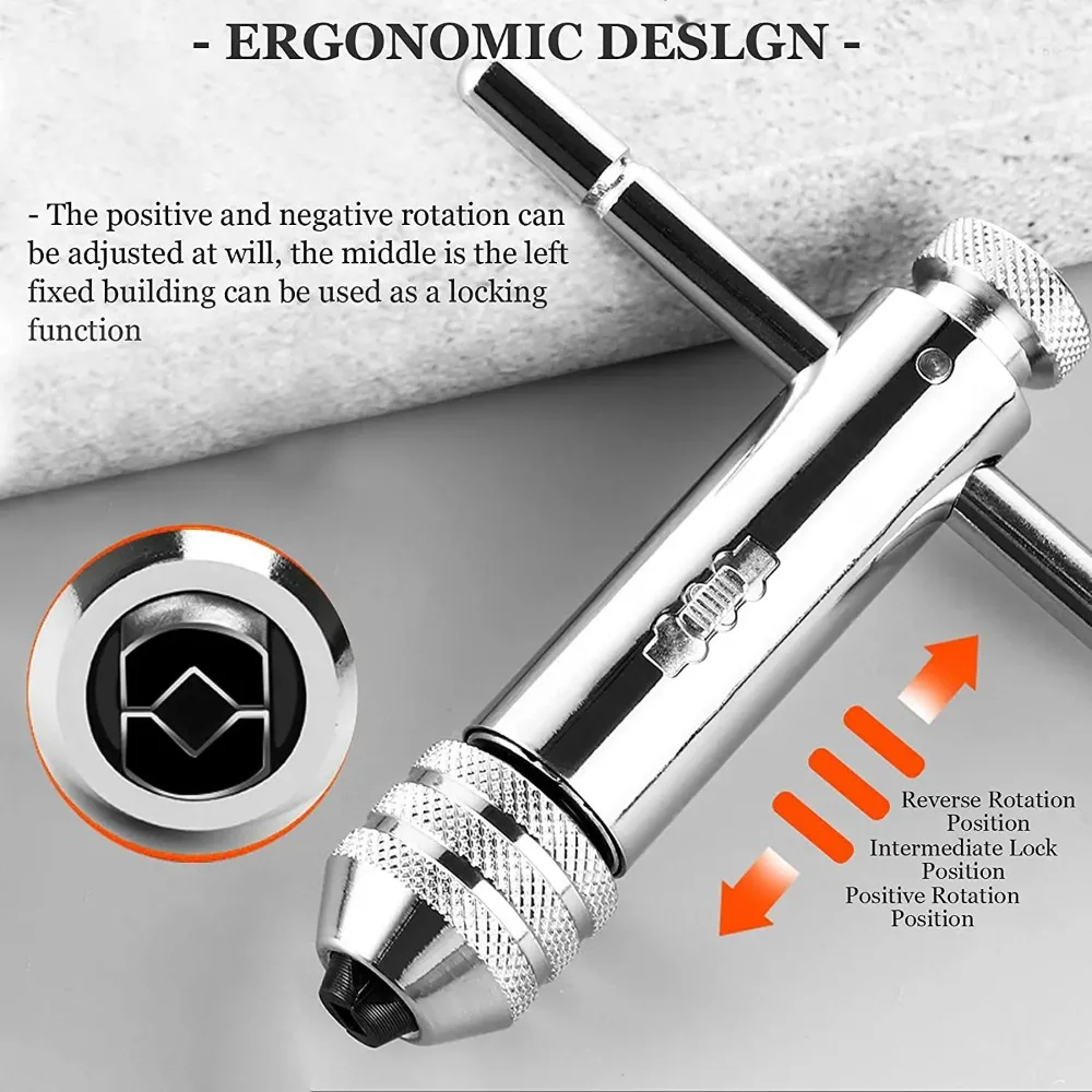 Adjustable M3-8 M5-12 T-Handle Ratchet Tap Wrench Tap Screw Holder Male Thread Metric Plug Tool Hand Tool