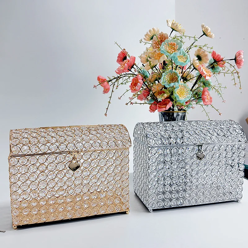 

Crystal Storage Box Portable Metal Storage Case Exquisite Desk Organizer Container Aesthetic Multifunctional Organizer Boxes