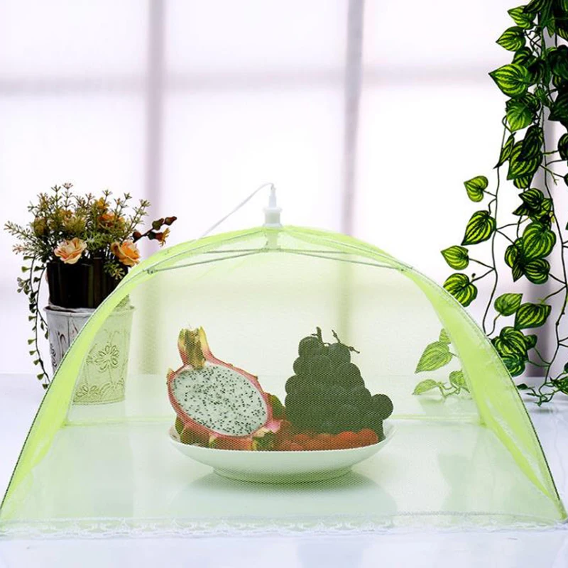 شاشة شبكية لحماية غطاء الطعام، مظلة شبكية قابلة للطي، غطاء طعام للنزهات والمطبخ