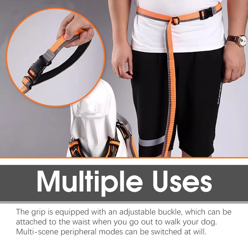 Truelove Dog Running Bungee Leash Hand-Held Waistworn Adjustable Nylon Elastic Retractable Dog Leads for Running Jogging Walking