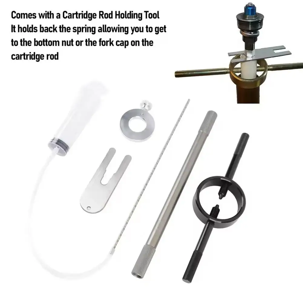 オートバイフォークスプリングコンプレッサーツールキット、ユニバーサル修理、フロント簡単取り付け＆安全サスペンションc8p2