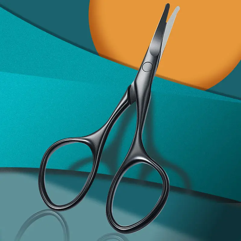 Rounded Tip Nose Hair Scissors Stainless Steel Safety Grooming Shears for Nose Beard Eyebrow Trimming Easy to Clean Safe Home