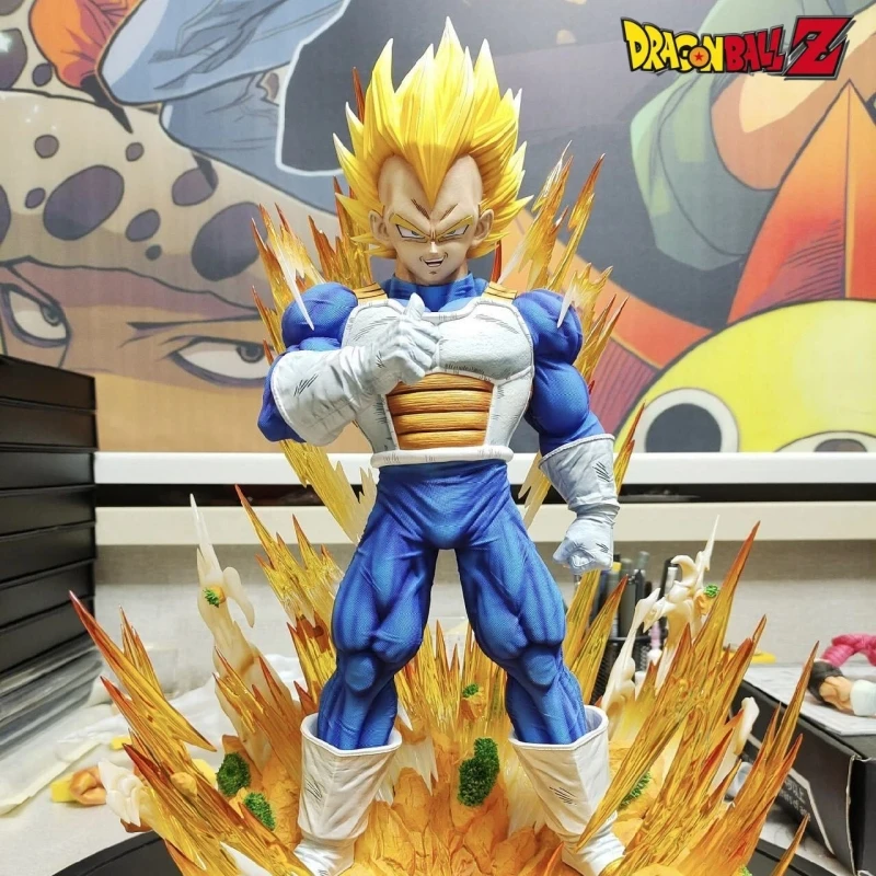 

37cm Dragon Ball Cs Vegeta Anime Figures Gk Goku Demonize Super Saiyan Statues Around Anime Scenes Pvc Model Ornament Toy Gifts