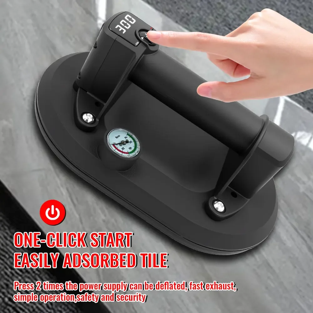 New Intelligent Display Industrial Grade Electric Vacuum Suction Cup 300KG Load Heavy Duty Granite Tile Glass Lifter
